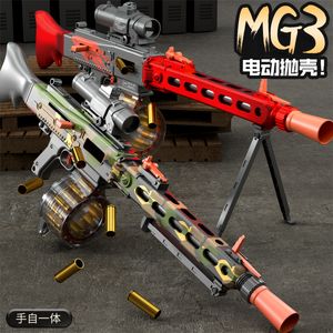 Pistola mitragliatrice MG3 Pistole giocattolo Armi Proiettile morbido Espulsione Schiuma Dart Blaster Manuale elettrico 2 modalità Launcher Per adulti Ragazzi Giochi all'aperto