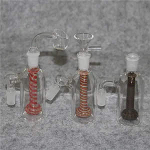 Glass Ash Catcher för vattenpipa vattenrör bongs 45 graders duschhuvud perkolator en inuti 14 mm 18mm gemensamt tjock klar askatcher