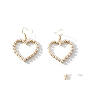 Dangle żyrandol Piękne kolczyki Dangle For Women Geometry Symised Pearl Earring Biżuteria ślubna 211 D3 Drop dostawa Dhzek