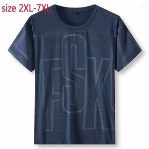 Men's T Shirts Large Arrival Fashion O-neck Super Summer Men Stripe Printed Quick Drying Short Sleeve Knitted Casual Plus Size XL-6XL 7XL