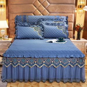 Bed Skirt 3 Pcs Spreads Embroidery Cotton Cover Sets Spread Beautiful ding Blanket for Cal Queen/King Size 221205