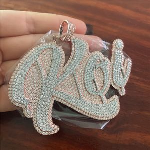 カスタム名Bling CZ Stone Letters Hip Hop Pendant with Free Rope Chain Gold Silver BlingZirconiaMen Jewelry