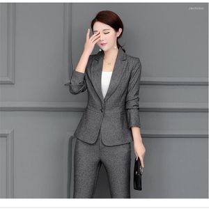 Calças de duas peças femininas primavera e outono projetos de moda formal de estilo blazer feminino feminino