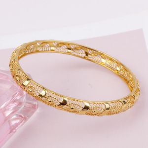 Ethnic Style Women Bangle Bracelet Solid 18k Yellow Gold Filled Classic Fashion Women Jewelry Gift