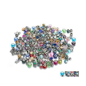 Metaller 50st blandade stilar grossist mticolor crystal legering pärlor charm för diy smycken europeiska armband armband kvinnor flickor gåvor dhsdf