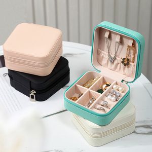 Smyckestativ Arrangör Display Travel Case Boxes Portable Box Zipper Leather Storage Joyeros Organizador de Joyas 221205