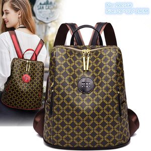 Wholesale factory ladies shoulder bag 5 color classic thickened leather backpack vertical high-capacity printed handbags street trend plaid handbag 90016#