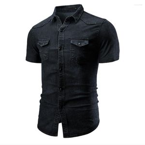 Мужские куртки модная лацканая джинсовая рубашка 2022 Дизайнерская с коротким рукавом мужская синяя маленькая куртка 3xl