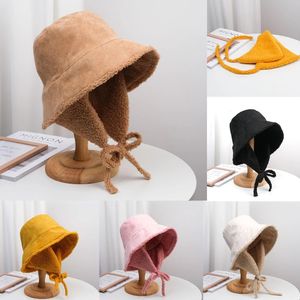 Wide Brim Hats Bucket Lamb Fur Fisherman Hat for Unisex Autumn and Winter Outdoor Ear Protection Plus Velvet Warm Doublesided Wear Fashion Cap 221205