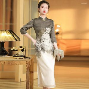 Roupas étnicas 2022 vestido chinês Cheongsam Stretch Qipao Oriental Sexy Tradicional Vintage Partido Elegante