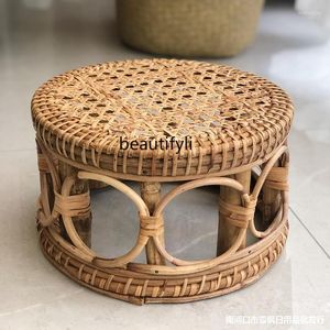 Poduszka zqbamboo stołek rattan domowy pracownik bambus taniec dzieci niskie klasyczne retro