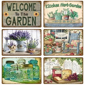 Garden Flower Rules Metal Painting Vintage Metal Plaque Plates Decor For Pub Bar Home Wall Decors Art Tin Signs Flowers Poster 20cmx30cm Woo