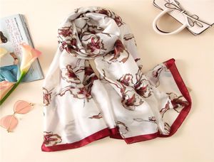 Taglie forti puri di seta pura donna designer navy floreale pashmina scialli e sciarpe bandana oblunga foulard bufanda mujer3148879