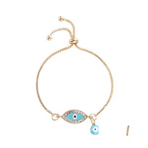 Charm Armbänder Türkische Lucky Blue Crystal Evil Eye Armbänder für Frauen Handgefertigte Goldketten Schmuck Armband Frau 1259 Q2 Drop Deli Dhecs