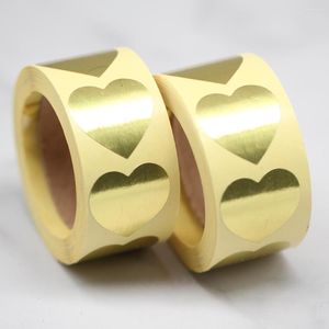 Jewelry Pouches Round Gold Foil Heart Stickers Label Sticker Stationery Envelopes Cake Box Decoration 500pcs/Roll