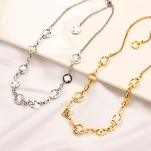 Lyx design halsband 18k guld pläterad varumärke rostfritt stål halsband choker kedja brev hänge mode kvinnor bröllop smycken tillbehör kärlek gåvor aa1834