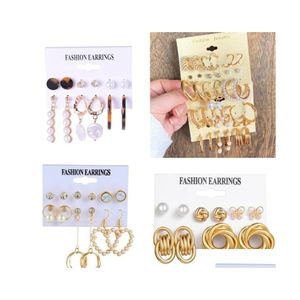 Brincos de p￩rolas de p￩rolas de ouro da moda Dangle Lustelier para mulheres Earings de aro de metal vintage j￳ias de gotas de c￭rculo geom￩trico 175 D3 DHZHN