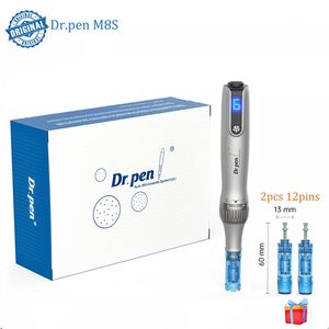 Najnowszy Dr.Pen M8S Plus Electric Electric z 2 igłami do wygładzania drobnych linii zmarszczki zmniejszające małe blizny kurczące się pory