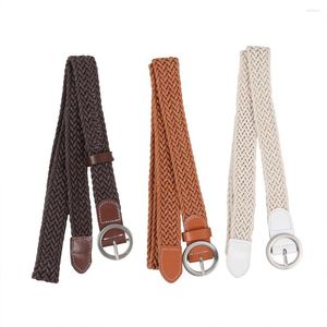 Belts Fahion Ladies Round Buckle Belt For Women Wax Rope Woven Simple Jeans Decorative Casual Tiny Female Strap Waistband