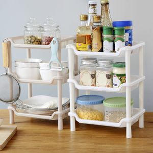 Other Kitchen Storage Organization 3-Layers Rack Shelve Plastic Assembled Sundries Food Shelf Dish Holder Bathroom Organizer Cocina Accessories 221205