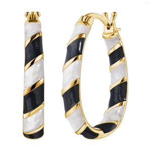 Hoop Earrings Brass For Women Girls Fashion Trendy Black And White Enamel U Personality Party Jewelry Gifts 2022