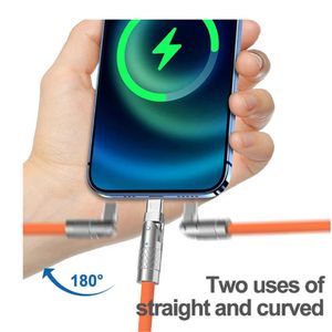 Newst 180 ﾰ Graden Elbow Fast Charging Cable 120W Roterande supersnabbladdning för iPhone Samsung Huawei Android Bold Data Line