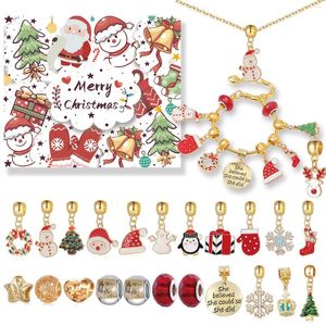 Strand DIY -armband g￶r tillbeh￶r Santa Claus Snowman Christmas Dangle Charm P￤rlor Armband Gift Smycken