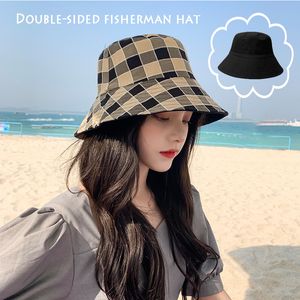 Breite Krempe Hüte Eimer K131 Damenmode Sommer Panamaische Frauen Sonne Panama Strand Doppelseitige Fischer Visier Basin Cap 221205