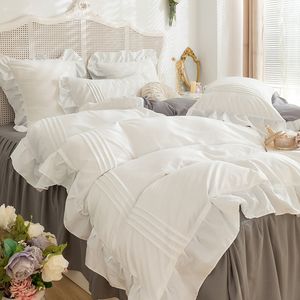 Set di biancheria da letto Set di lusso coreano diffuso per la casa Twin Full Queen Size Gonna morbida Coppia di lenzuola Federa Copripiumino 221205