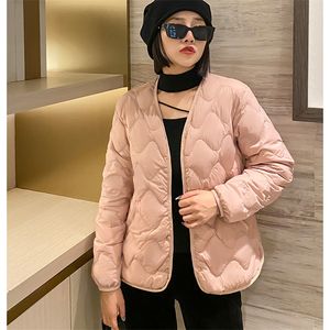 Women's Down Parkas Autumn Winter Women Light White Duck Coat Long Sleeve Warm Jacket Ladies Short Loose Bigsize Outwears 4XL 221205