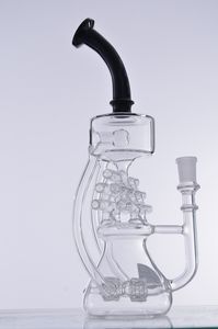 12 tums glas bong vattenpipa med dubbla däck perc vatten återvinna olje dabb rigg male 14mm rökrör