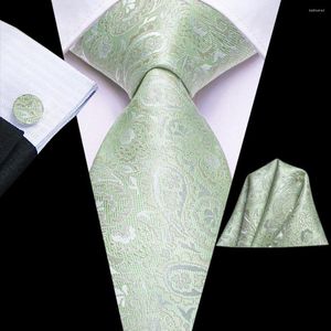Papillon Paisley Green 2022 Fashion Brand For Men Wedding Party Cravatta Set Handky Gemelli Regalo Dropship Hi-Tie all'ingrosso