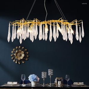 Lampy wiszące luksusowy żyrandol LED Nordic 120 cm K9 Crystal Suiling Light do jadalni willa Decor