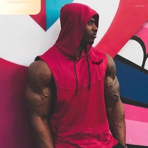 Men's Tank Tops 2022 Spring Sports Vest Male Europe And America Solid Color Pullover Sleeveless Hooded Jacket Outdoor Running Fitness Suit