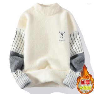 Men's Sweaters Black Khaki White Gray Pink Green Knitted Sweater Men Warm Jumper Winter Long Sleeve Pullover Loose