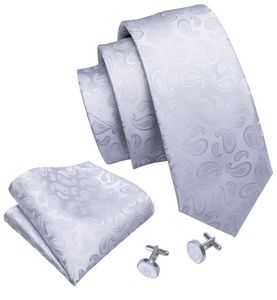 Pure white paisley pattern tie set handkerchief and cuffs fashion whole N50278618132