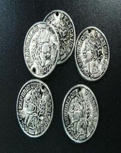120 pc's Tibetaans zilveren metaal unieke munt charmes hanger voor Europese mode mannen vrouwen sieraden ketting armband oorbellen accessor2277273