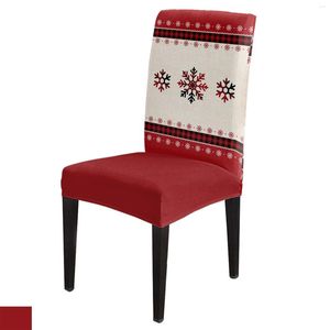Chair Covers Christmas Red Plaid Snowflake Dining Cover 4/6/8PCS Spandex Elastic Slipcover Case For Wedding Home Room