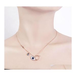 Pendant Necklaces Blue Evil Eye Pendant Necklaces Women Rose Gold Demon Charm Fashion Necklace Jewelry Gift 1116 Q2 Drop Delivery Pen Dhb2U