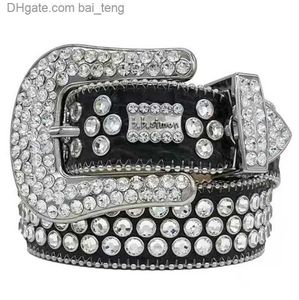 2022 Designer Bb Simon Belts for Men Women Shiny Diamond Belt on Black Blue White Multicolour with Bling Rhinestones as Gift Baiteng