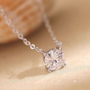 Naszyjniki wiszącego Naszyjka dla kobiet 1-2 CT Srebrny Choker 18K Białe złoto Plane Color Lab Stworzony Diamond Solitaire 221205