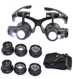10x 15x 20x 25x拡大ガラスダブルLEDライト眼鏡レンズ拡大器ルーパージュエラーウォッチ修理ツール8926396