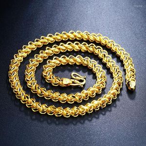 Łańcuch grzywny 24k złoty łańcuch dla kobiet mężczyzn impreza biżuteria ślubna Hiphop Gift szerokość 8 mm