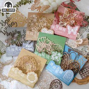 Mr.paper 6 Styles 10 Pcs bag Vintage Butterfly Card Paper Creative Plant Flower Decoration DIY Hand Account Material Card Paper
