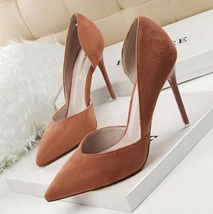 Dress Shoes Two-Piece Pointed Toe Suede High Heels Fashion Sexy Women Pumps wedding shoe Pumps 6 colors