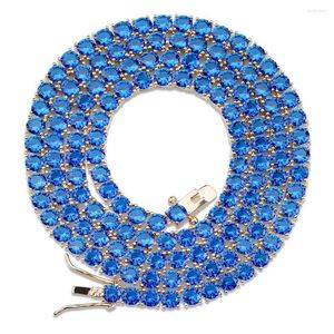 Chains 4MM Tennis Chain Necklace Hip Hop Jewelry Blue Diamond Necklaces Pink Cubic Zirconia Fashion