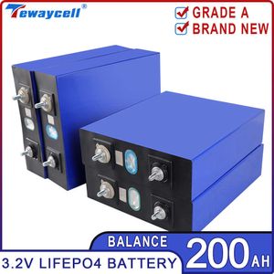 4st 200AH LIFEPO4 RECHARGABLE BATTERIES 3.2V Grad A Litiumjärnfosfat Prismatiska nya solceller Golfvagn DIY 6.4V 12.8V