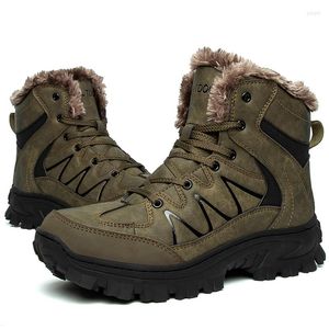 Botas Homens High-Top Caminhando Boot Invernal Sapatos quentes de Lacar Lace-Up Não Deslize Esportes ao ar livre Casual Trekking Algodão à prova d'água