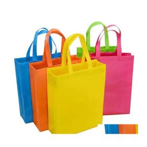 Storage Bags Colorf Foldings Bag Nonwoven Fabric Foldable Shop Bags Reusable Ecofriendly Folding Bages S Ladies Storage Inventory Dr Dhq7X