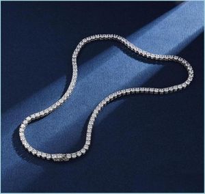 ペンダントネックレスReal 4mm with Gra 925 Sterling sier Moissanite Tennis Necklace Men Chain Fine Jewelry Drop Delivery 2022 N8422190